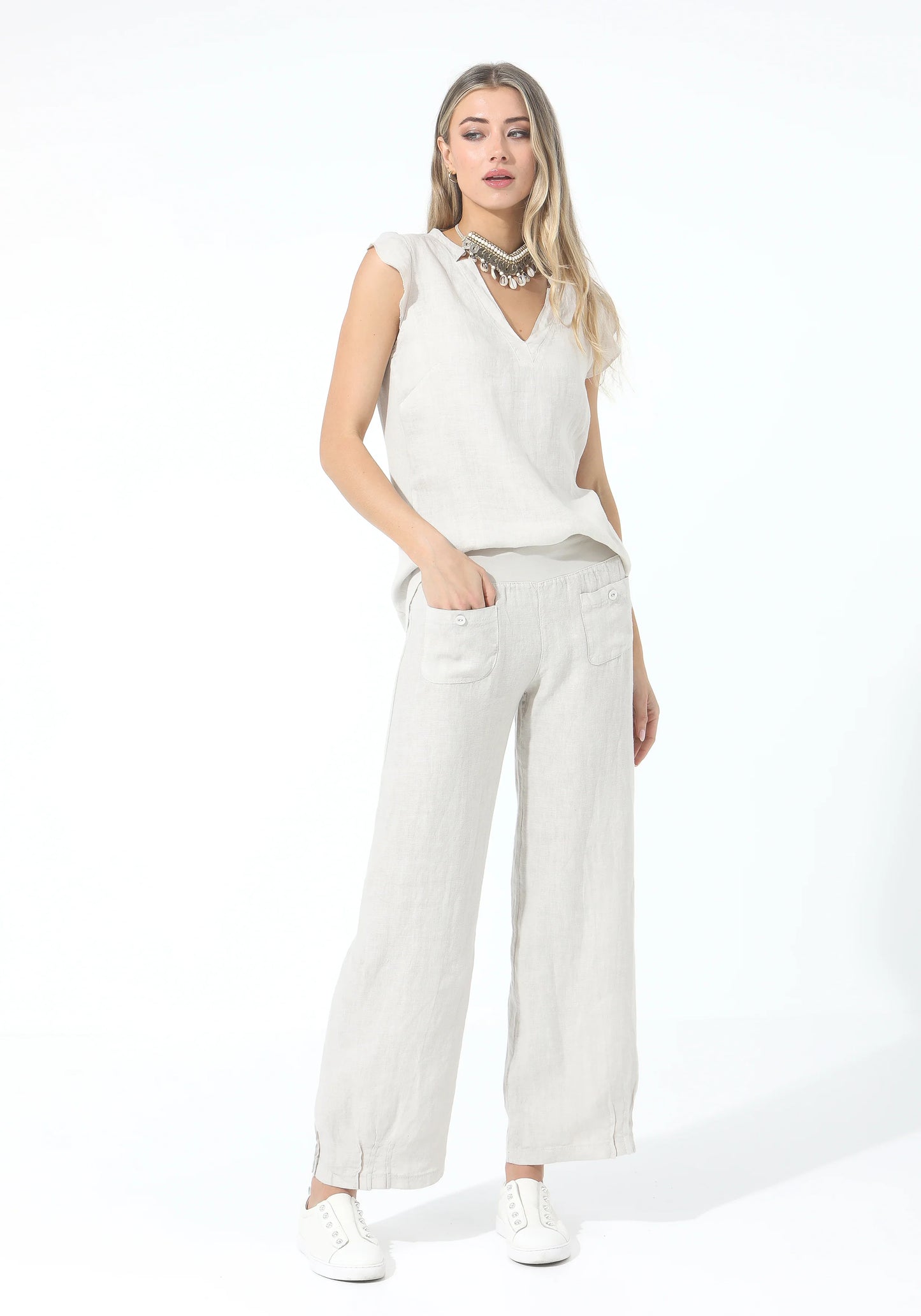 Elizabeth Scott Linen Pants | Beige