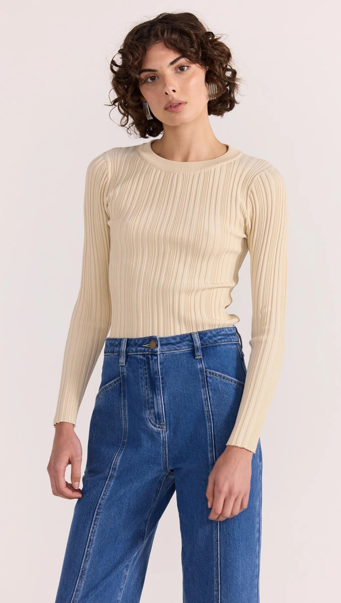 Kyra Rib Top - Ecru