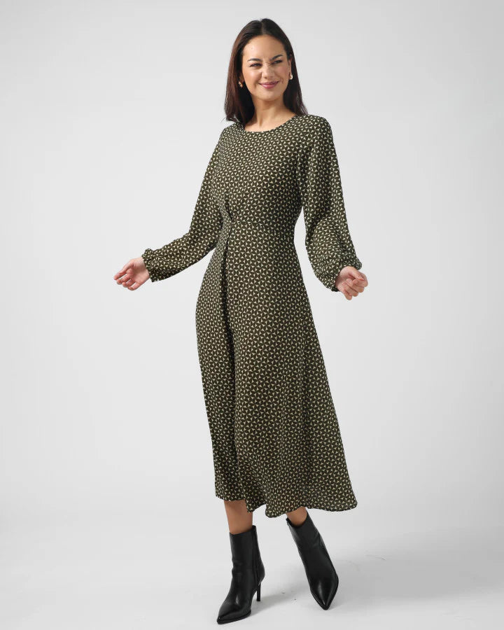 Sahra Dress - Olive Mosaic