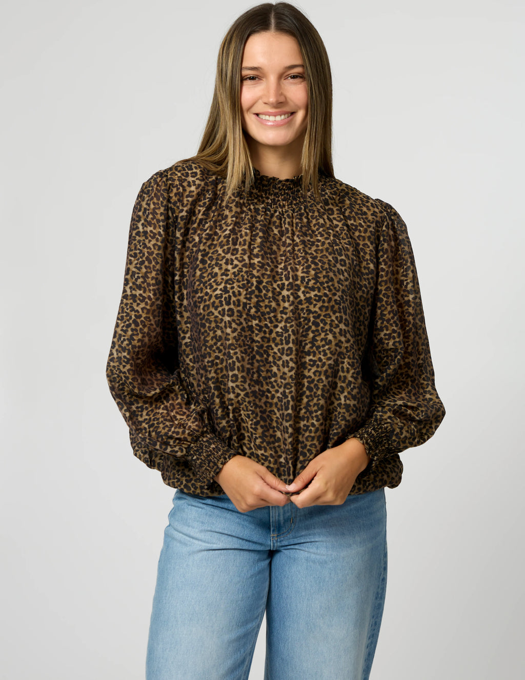 Sue Blouse- Beige Leopard