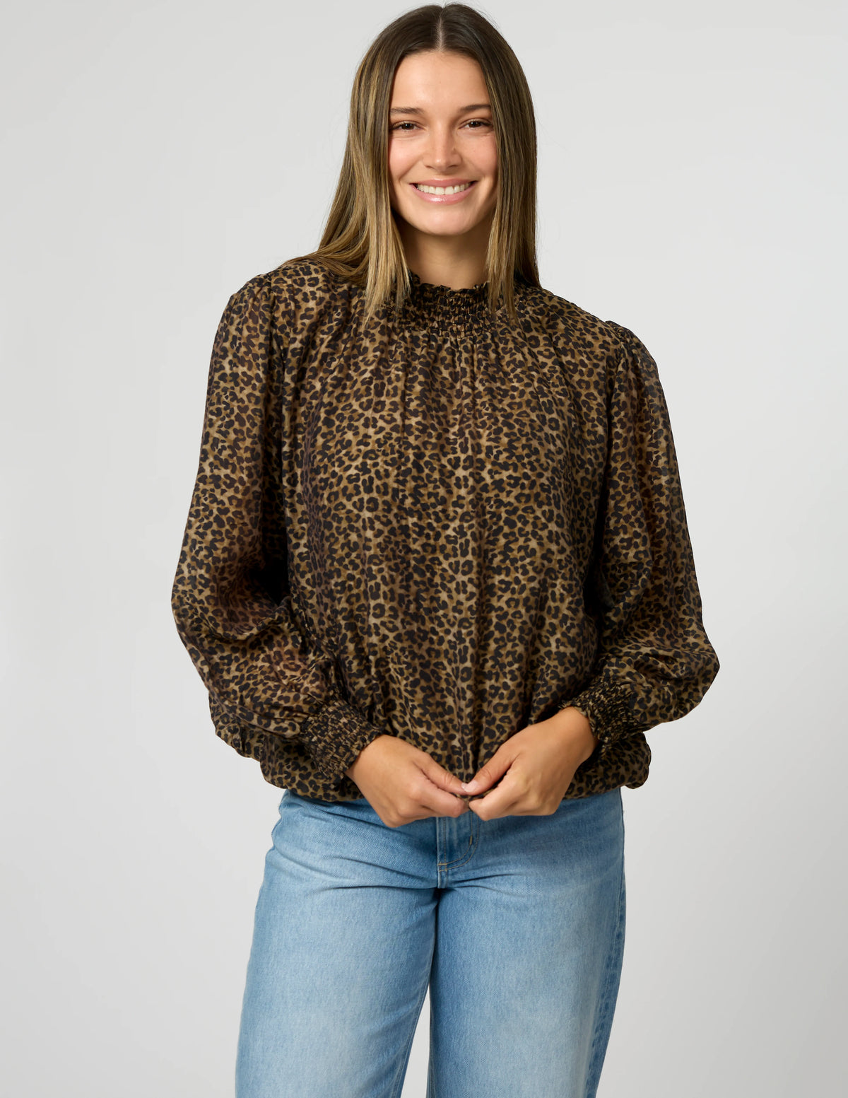Sue Blouse- Beige Leopard