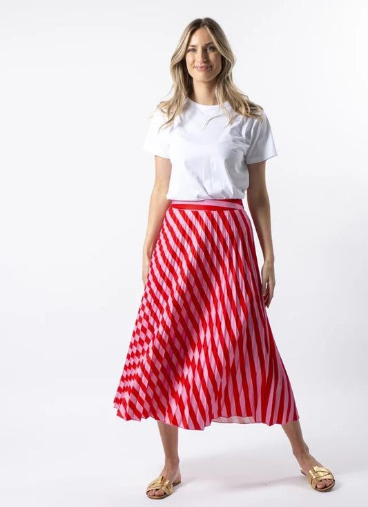 Bridget Skirt - Pink & Red Stripe