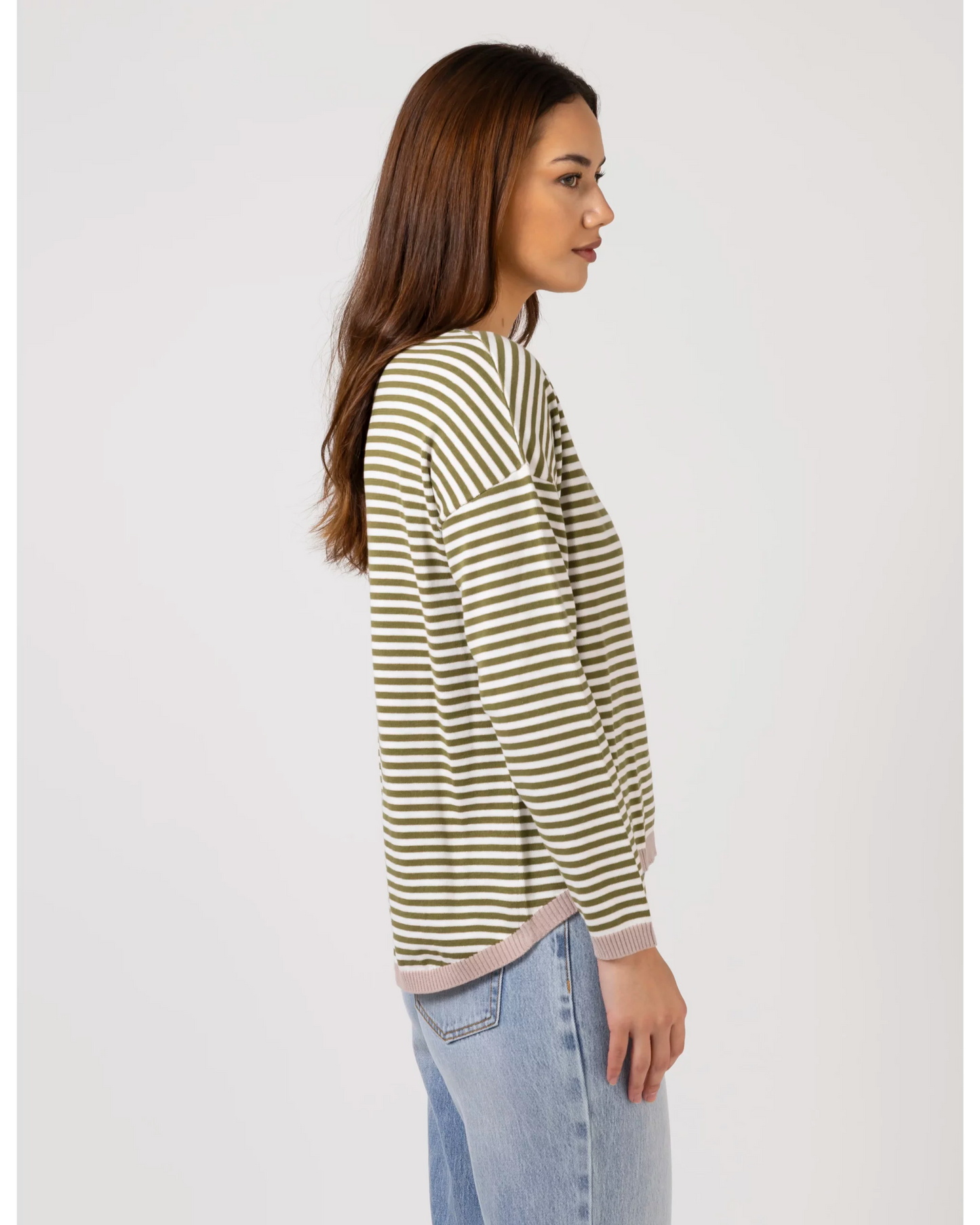 Stella + Gemma Street Jumper - olive stripe