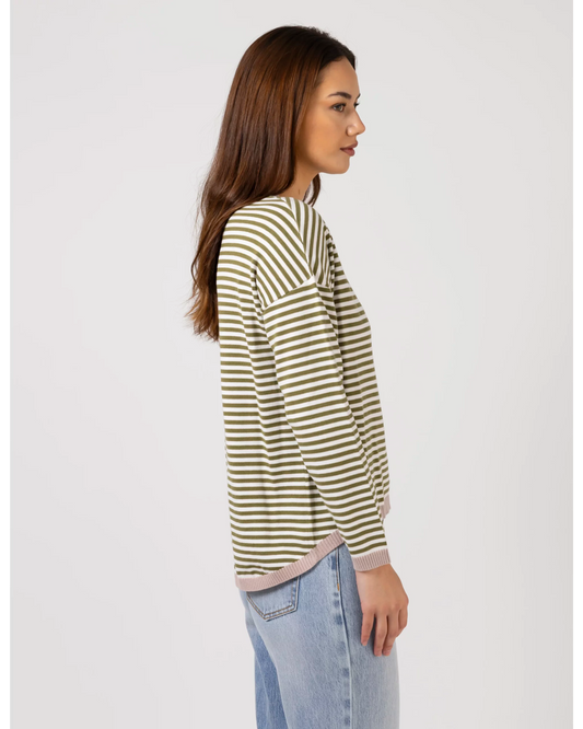 Stella + Gemma Street Jumper - olive stripe