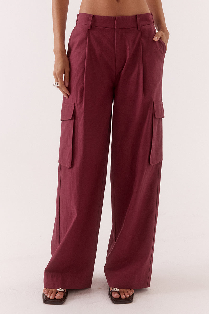 Sabine Cargo Pants- Vino