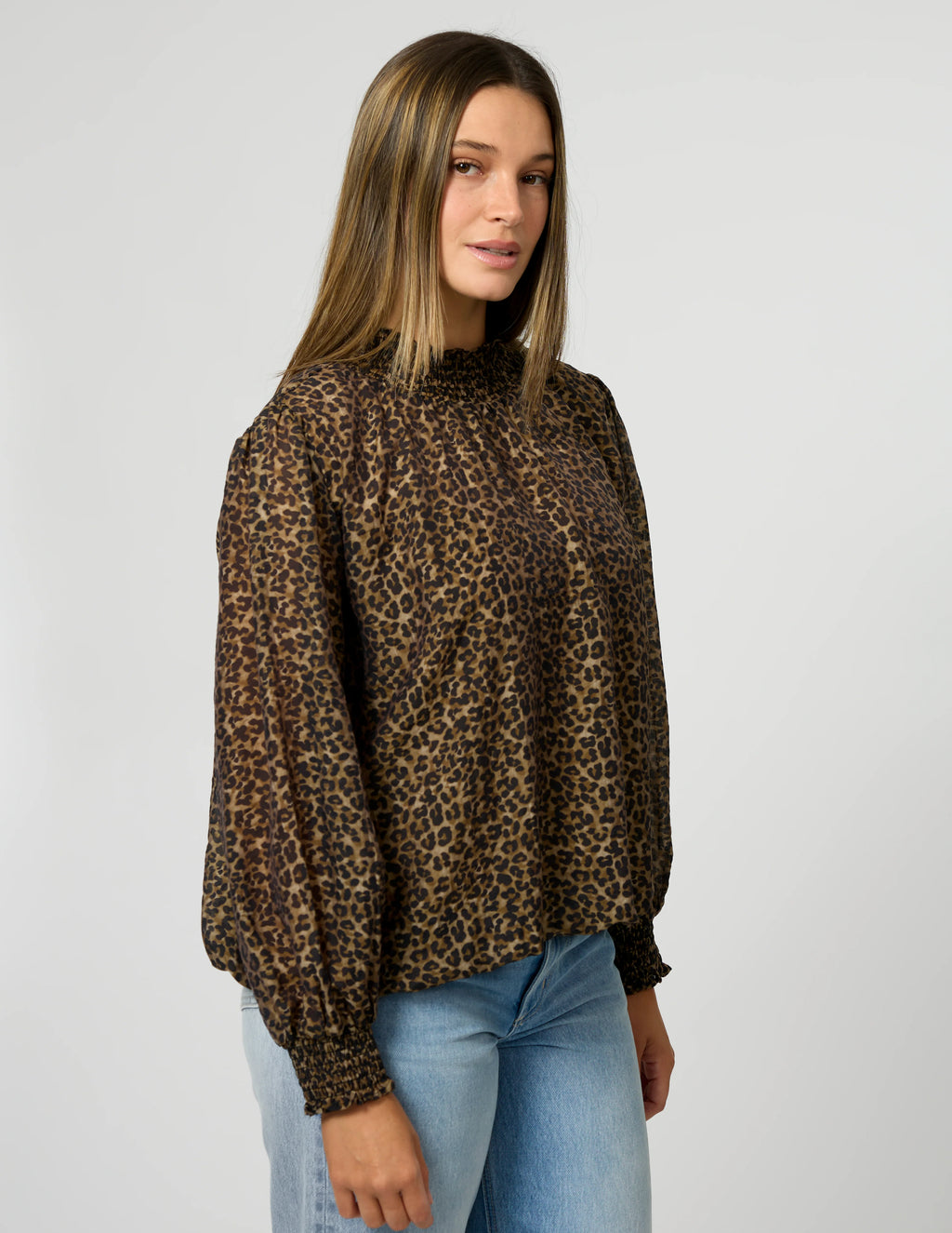 Sue Blouse- Beige Leopard