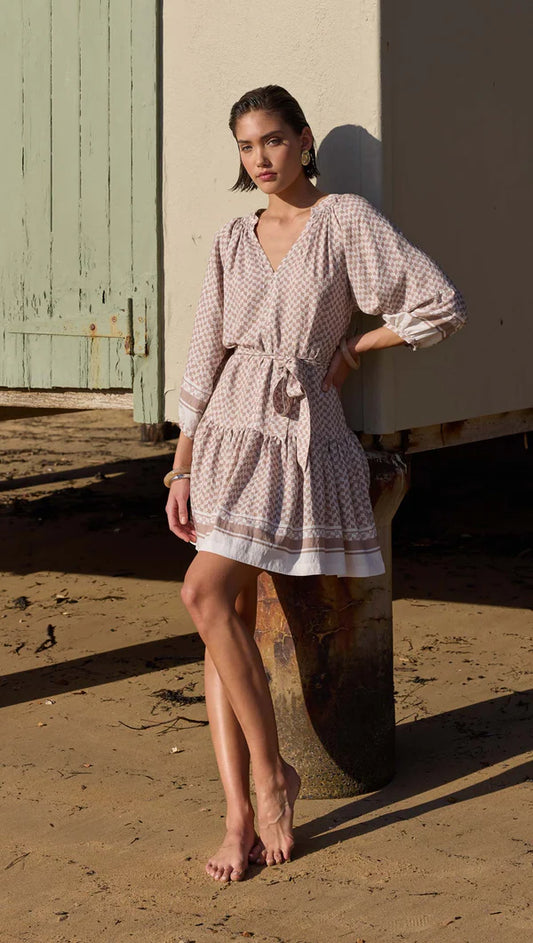 Soleil Smock Dress -Beige