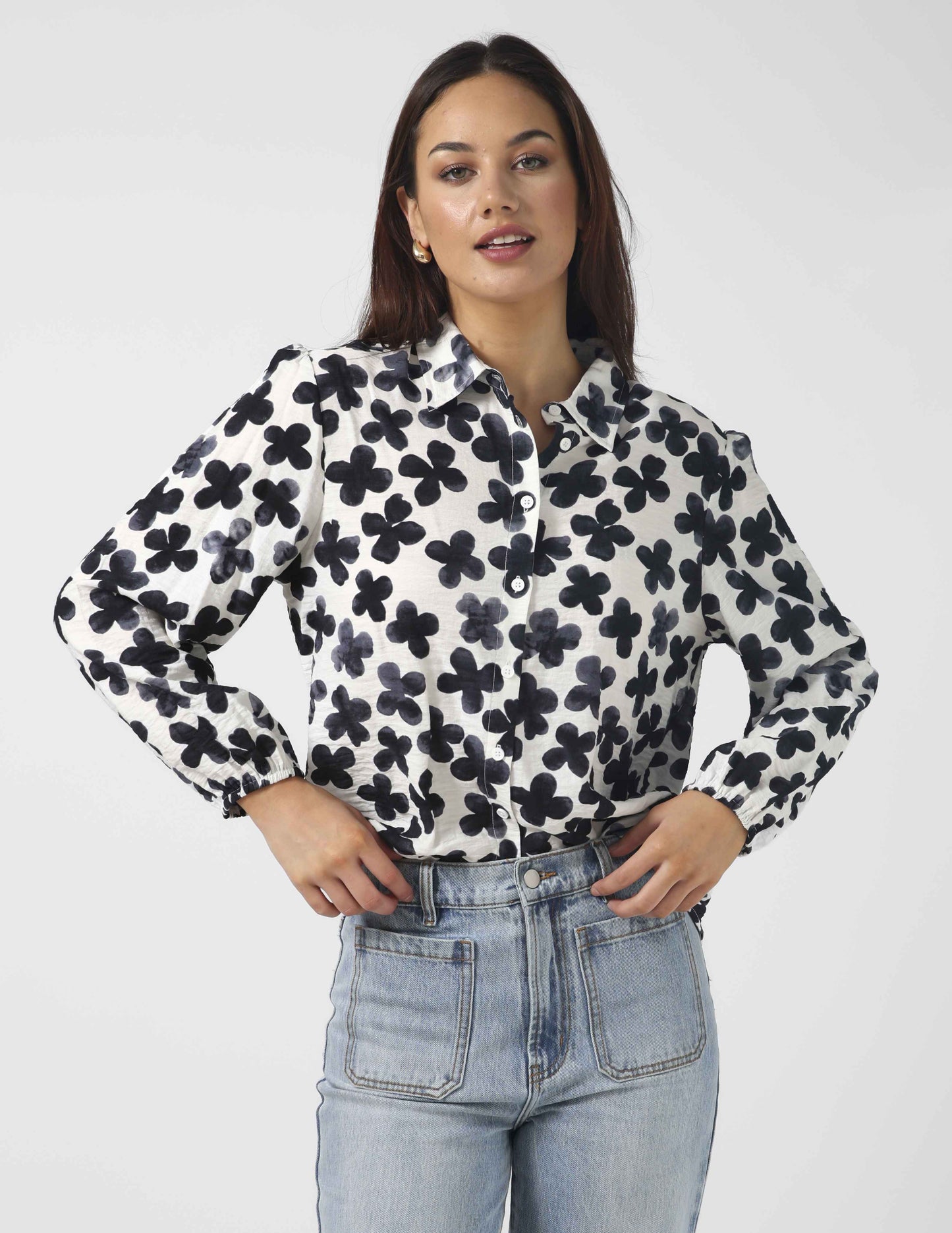 Charlotte Shirt - Navy Flowers