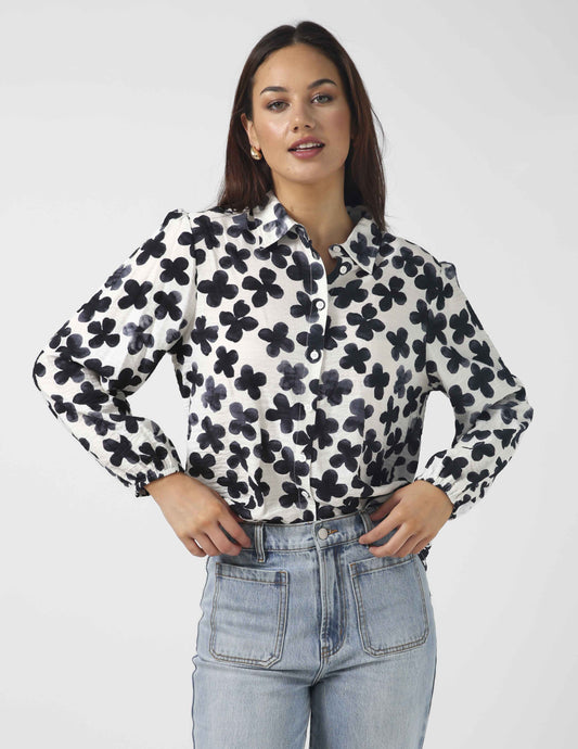 Charlotte Shirt - Navy Flowers
