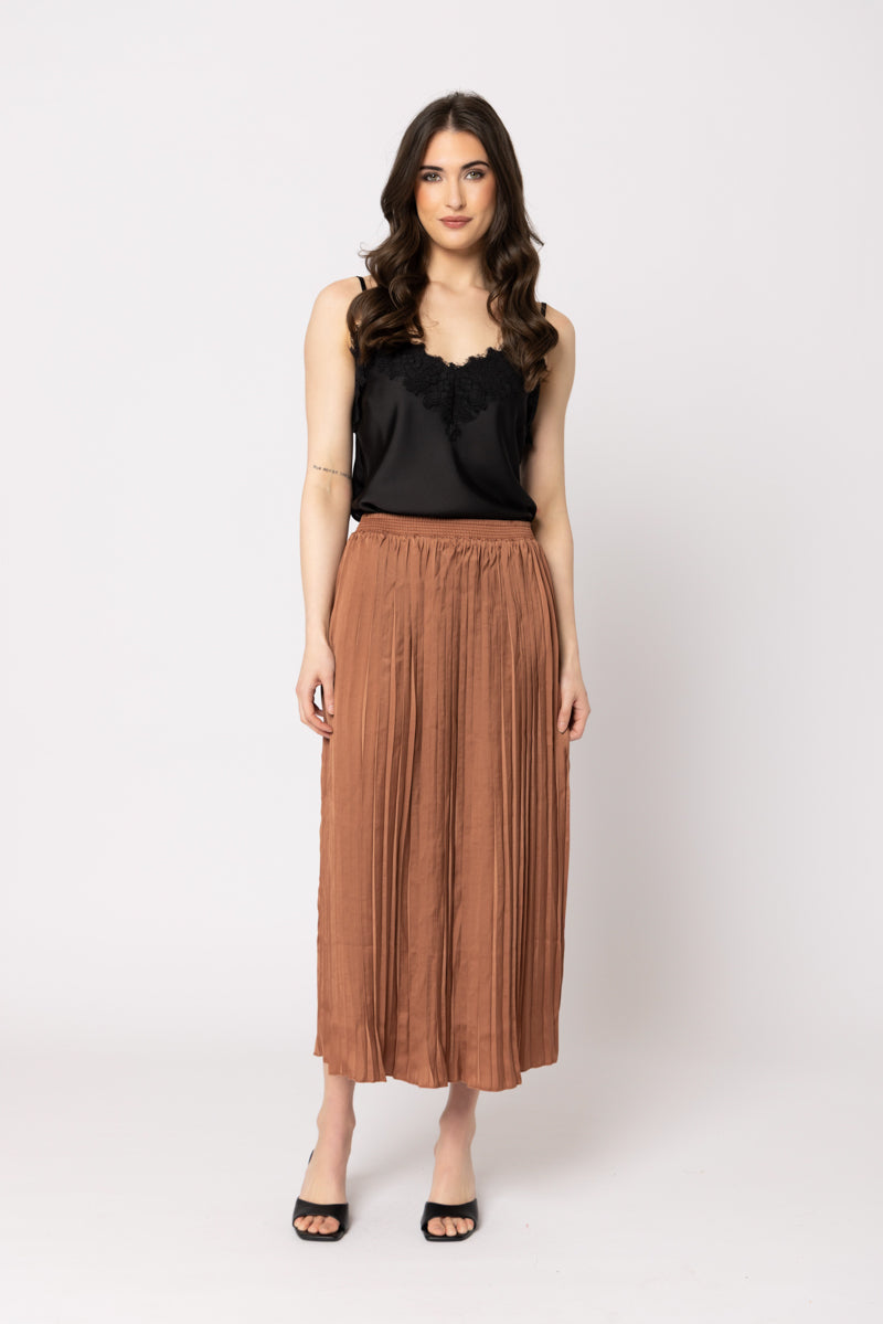 Luminous Skirt-Caramel Satin
