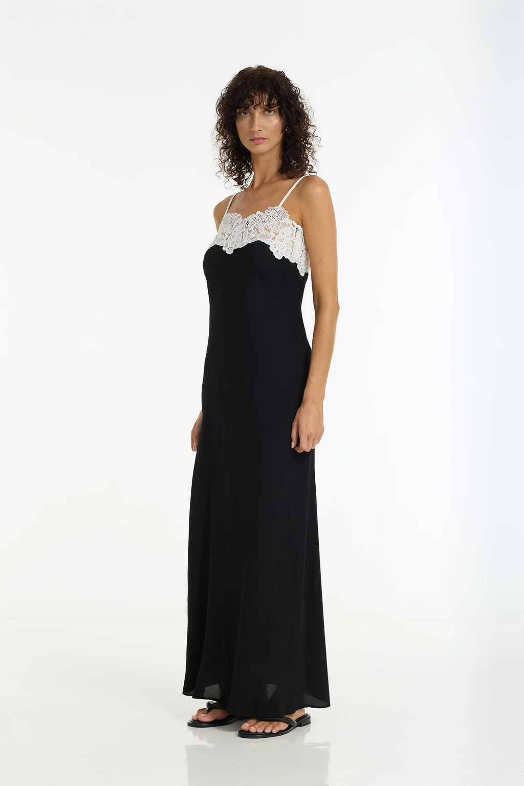 Aria Dress- Black/ Ivory Lace