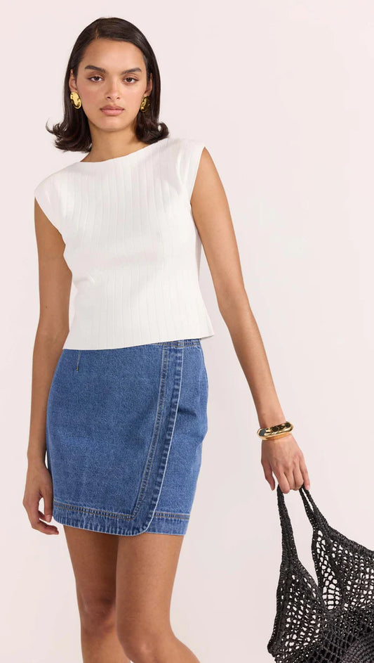 Avina Boat Neck Top - White