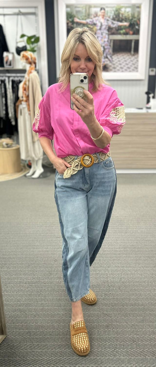 ELLA SHIRT - Pink/Beige