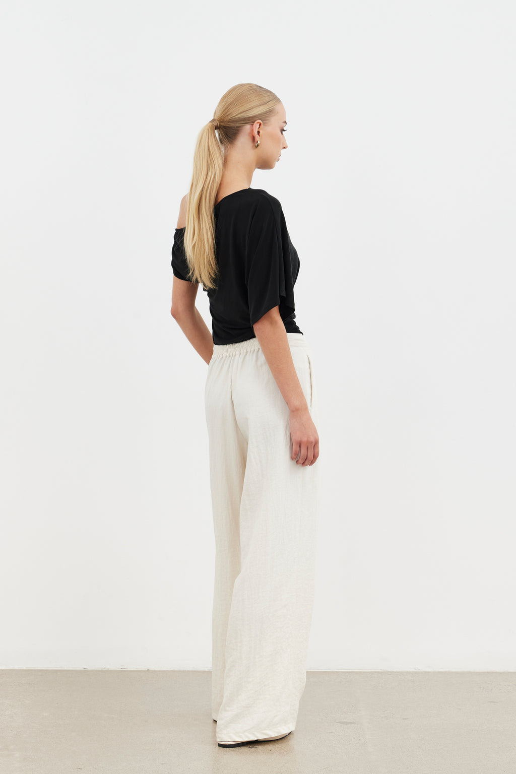 Zena Wide Leg Pant-Ecru