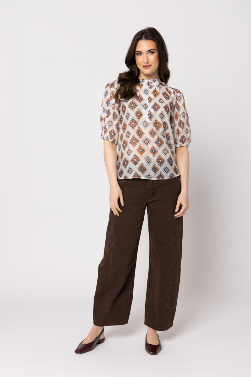 Nina Blouse-Choc Blue Diamond