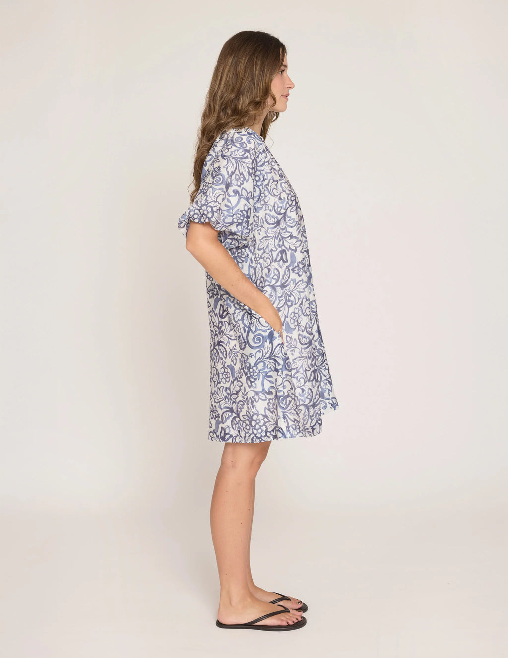 Bertina Dress- Navy Hibiscus