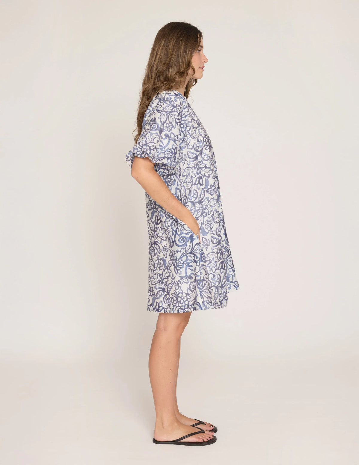 Bertina Dress- Navy Hibiscus