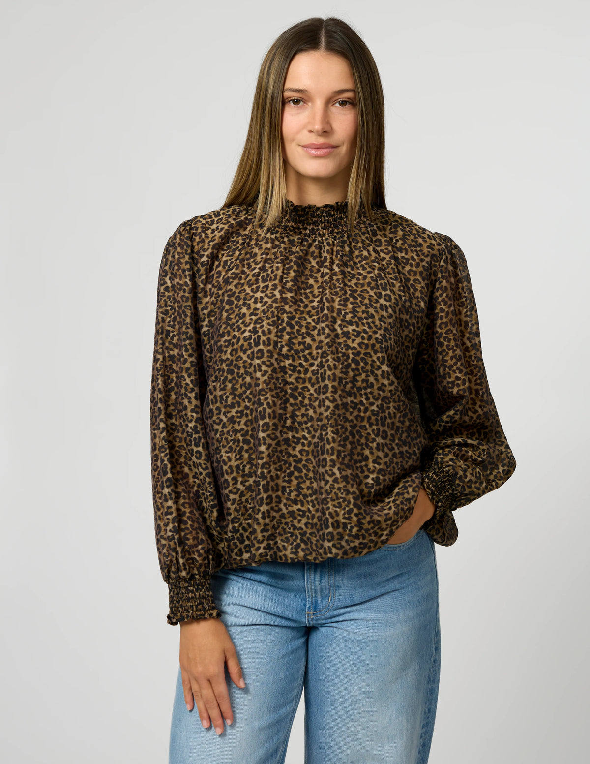 Sue Blouse- Beige Leopard