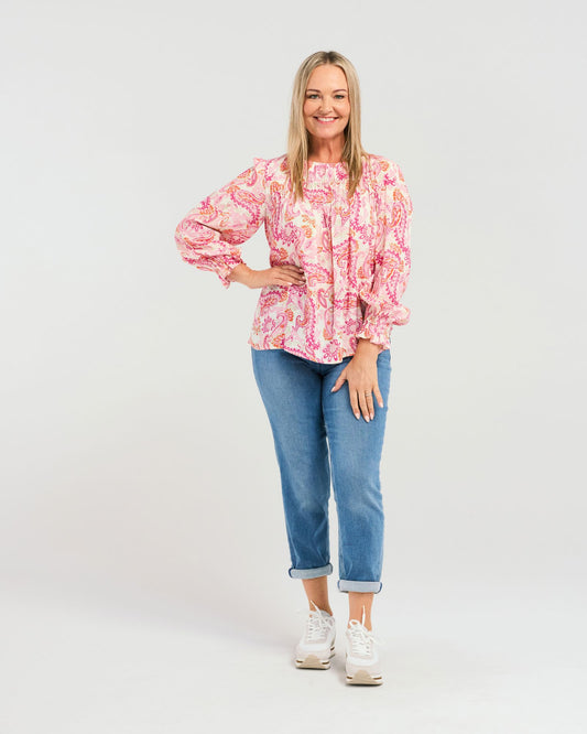 Zafina Alina Top -pink paisley