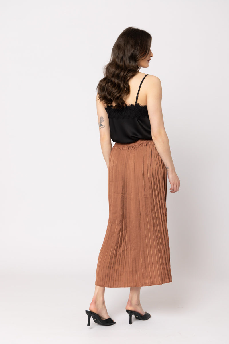 Luminous Skirt-Caramel Satin