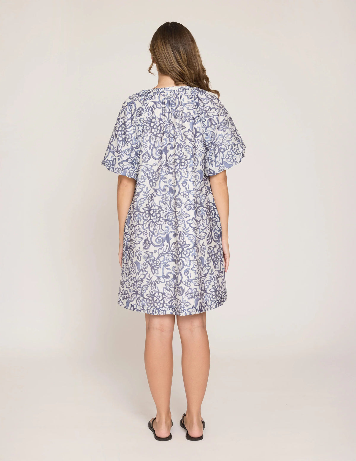 Bertina Dress- Navy Hibiscus