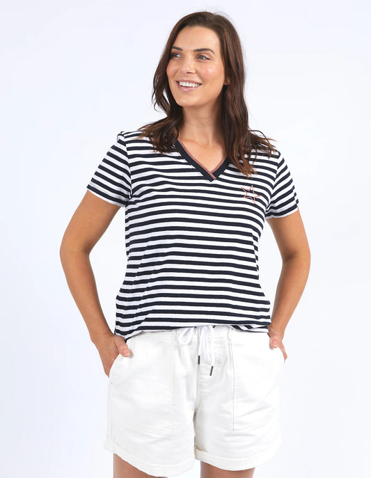 Paris Stripe Tee | Navy and White