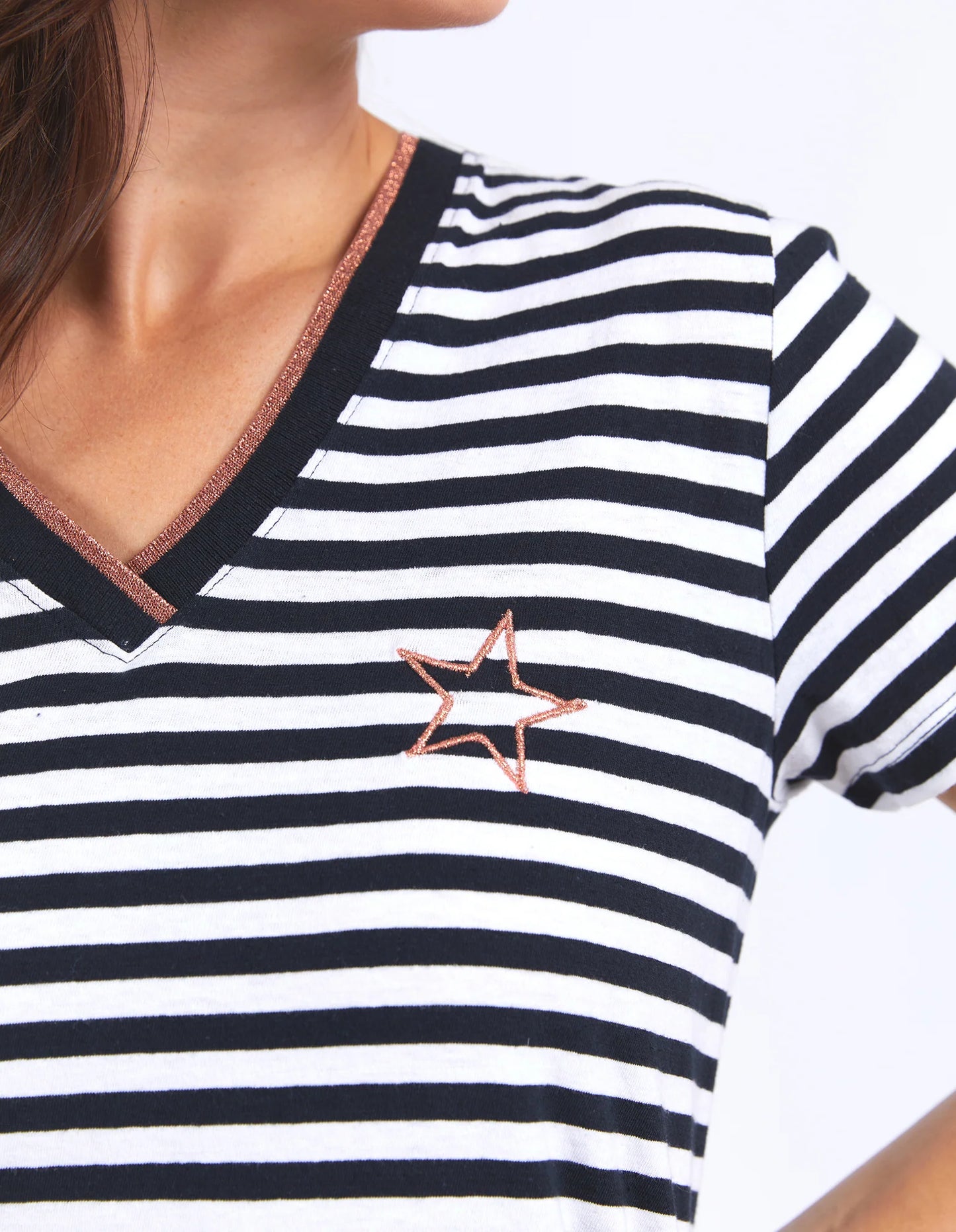 Paris Stripe Tee | Navy and White