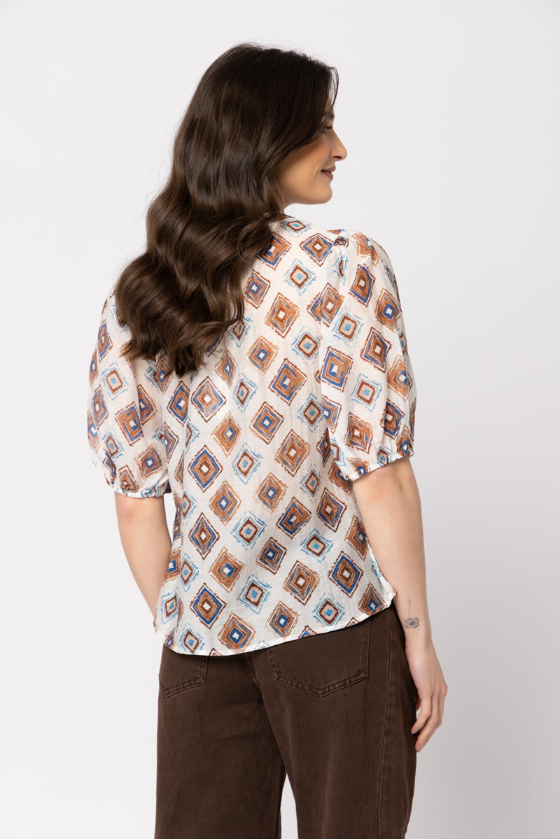 Nina Blouse-Choc Blue Diamond