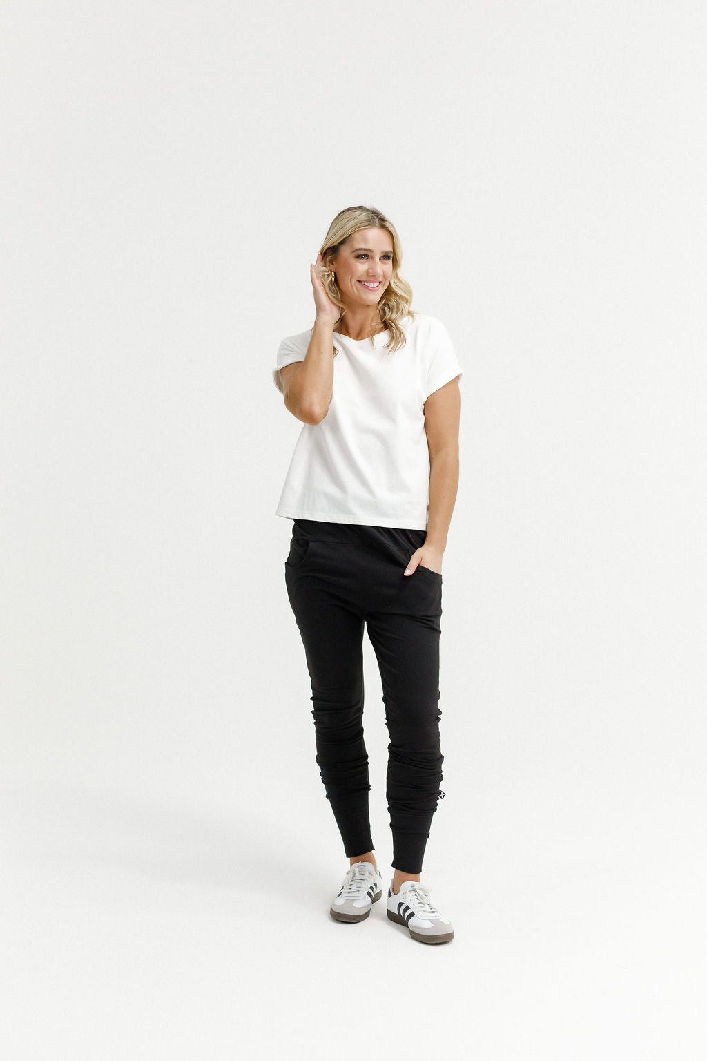 Winter Weight Apartment Pants- Black w White Outline X