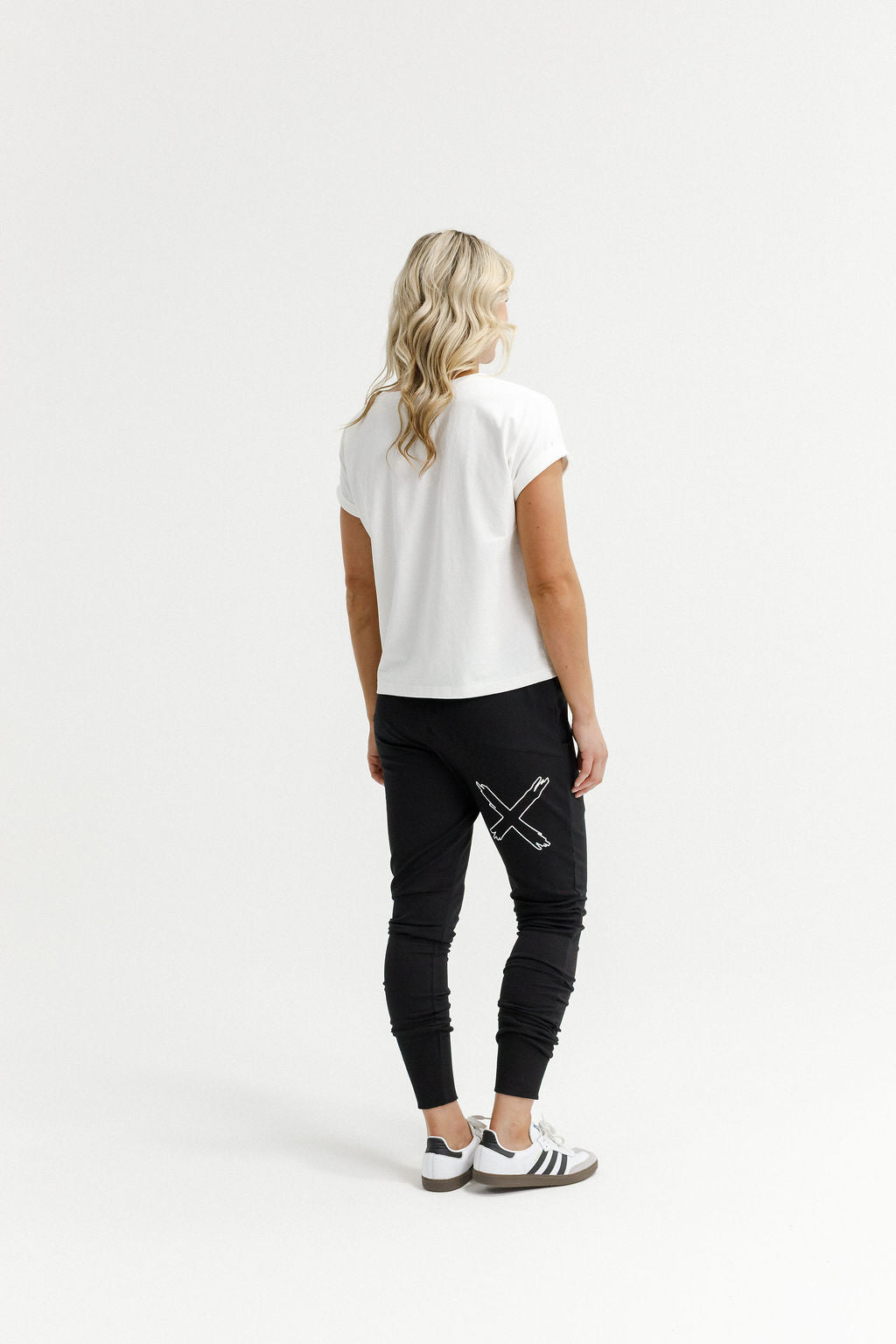 Winter Weight Apartment Pants- Black w White Outline X