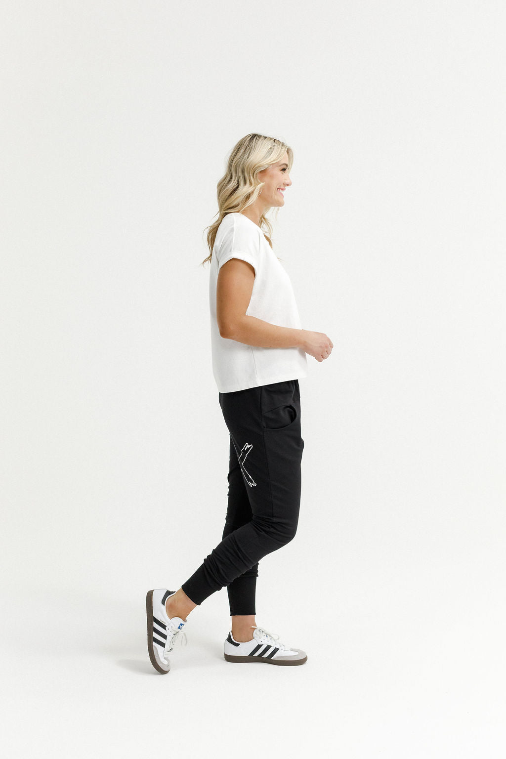 Winter Weight Apartment Pants- Black w White Outline X