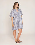 Bertina Dress- Navy Hibiscus