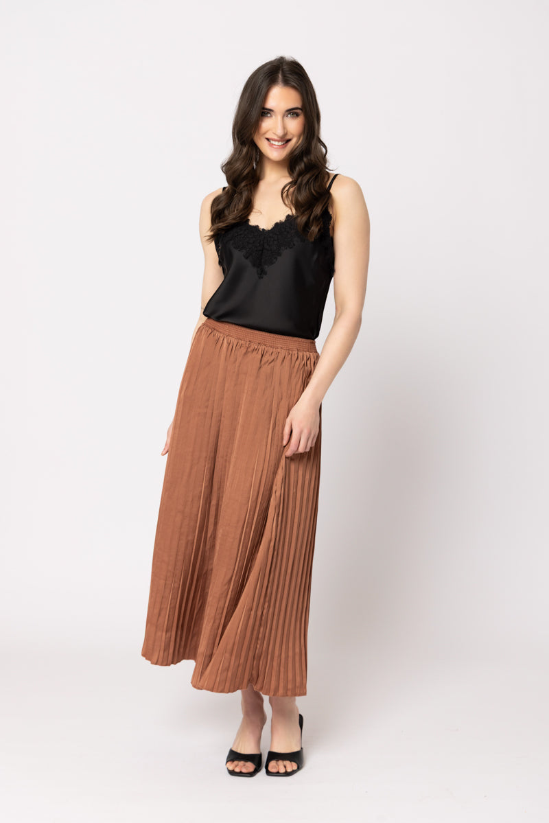 Luminous Skirt-Caramel Satin