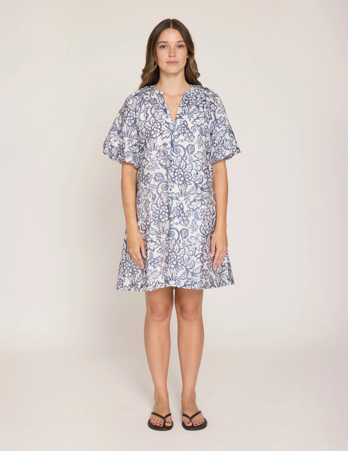 Bertina Dress- Navy Hibiscus