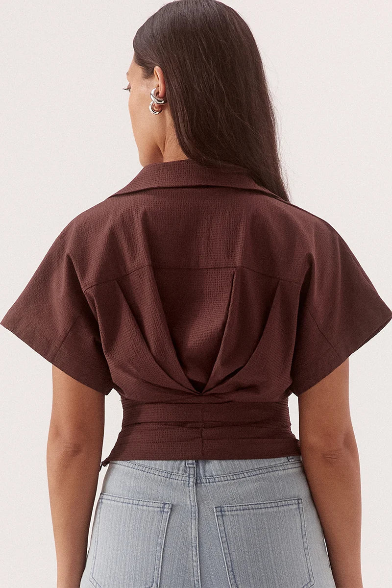 Lyra Crop Shirt-Chocolate
