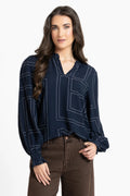 Movement Blouse-Navy Geo