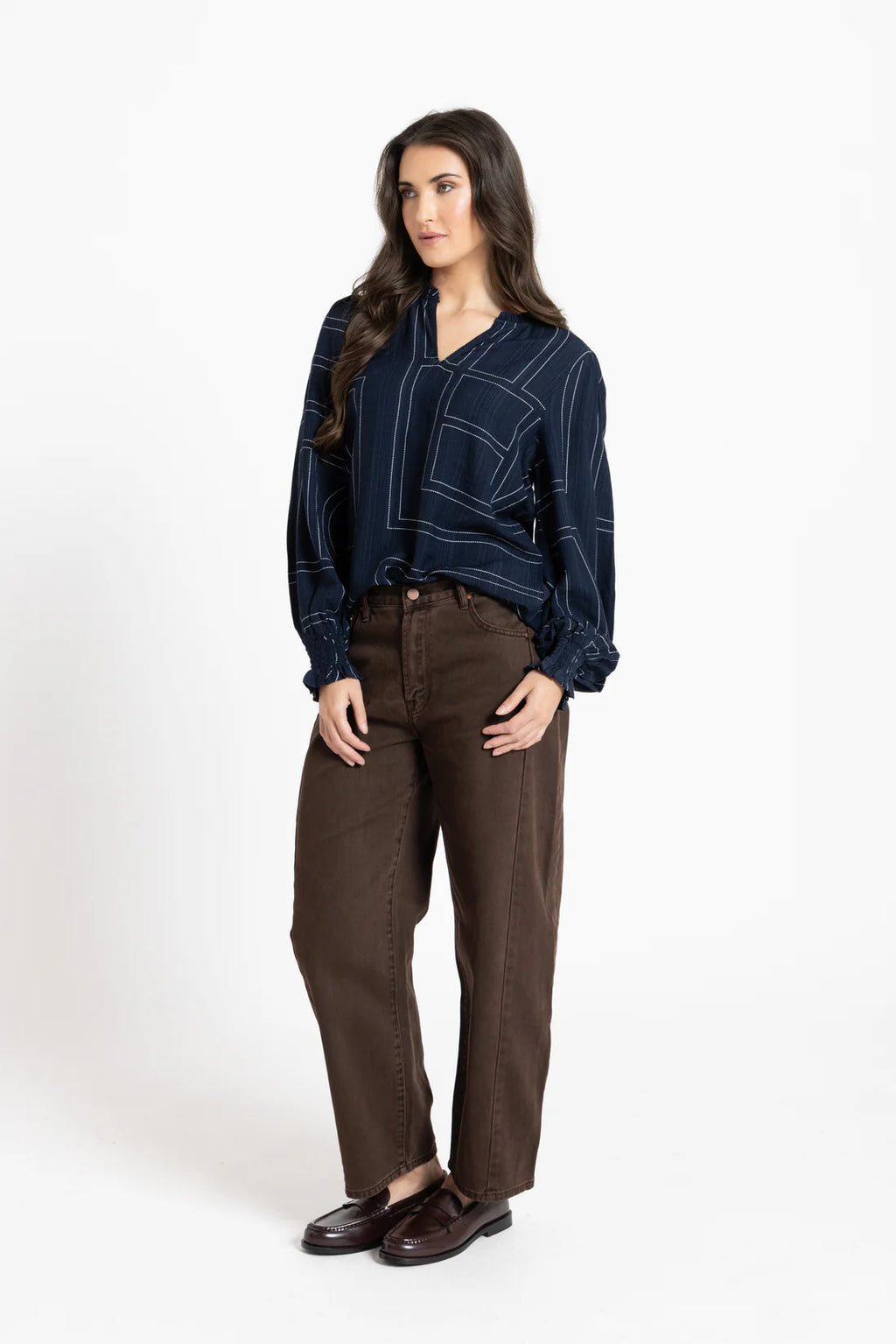 Movement Blouse-Navy Geo