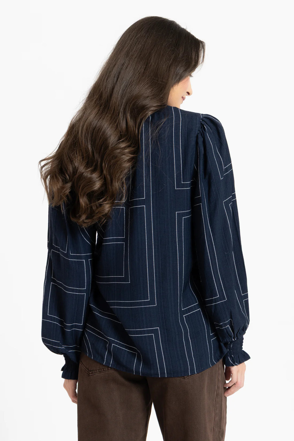 Movement Blouse-Navy Geo