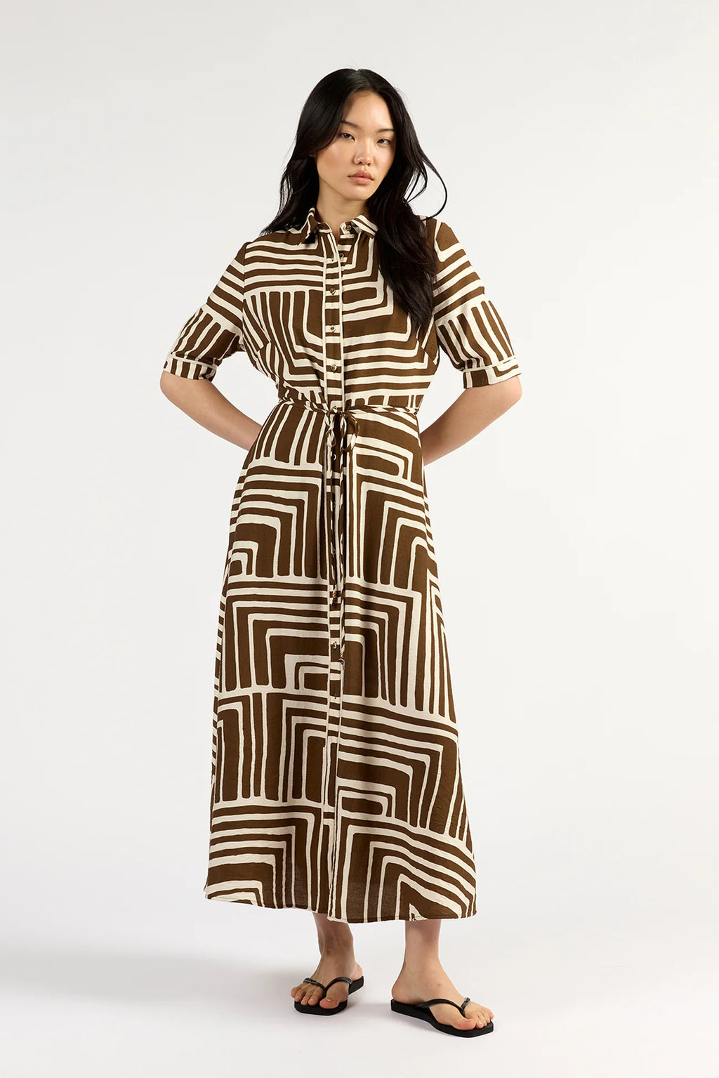 Nicola Dress-Choc Geo