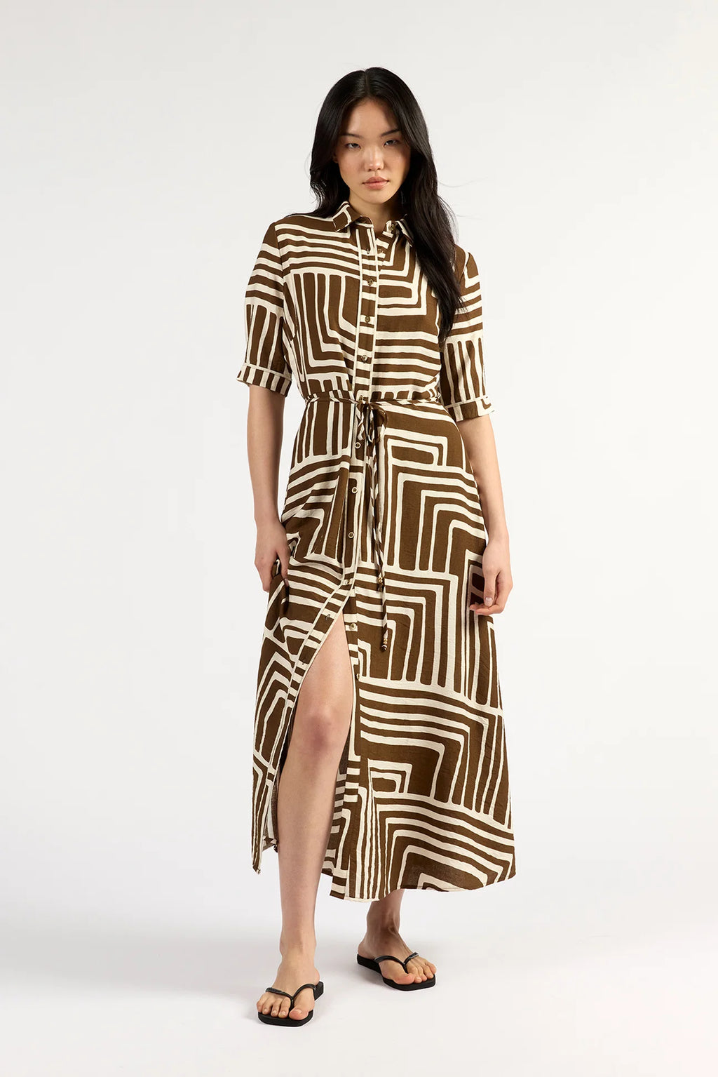 Nicola Dress-Choc Geo