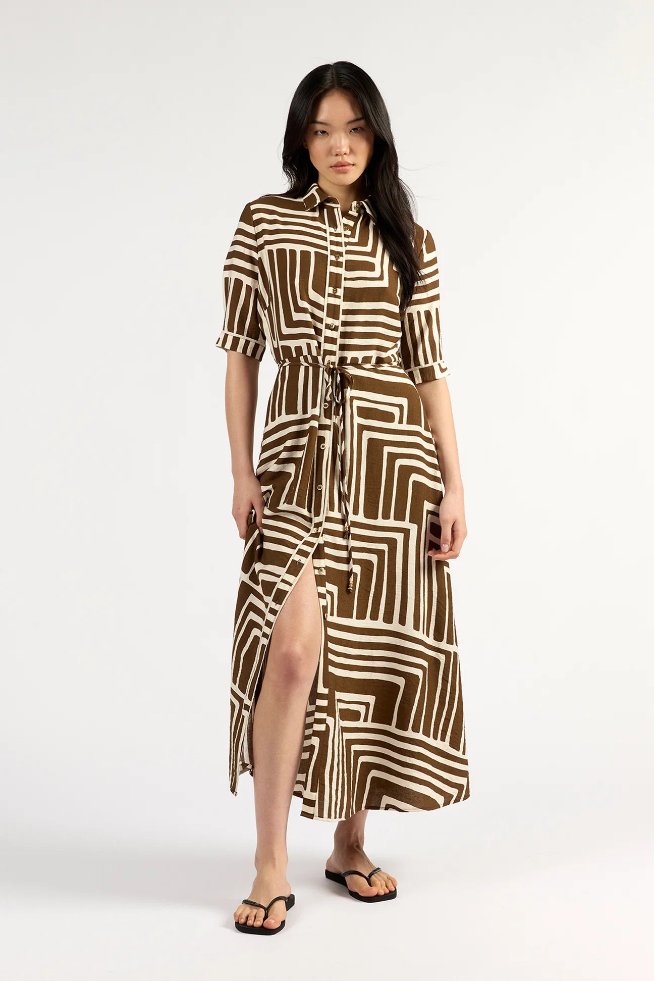 Nicola Dress-Choc Geo