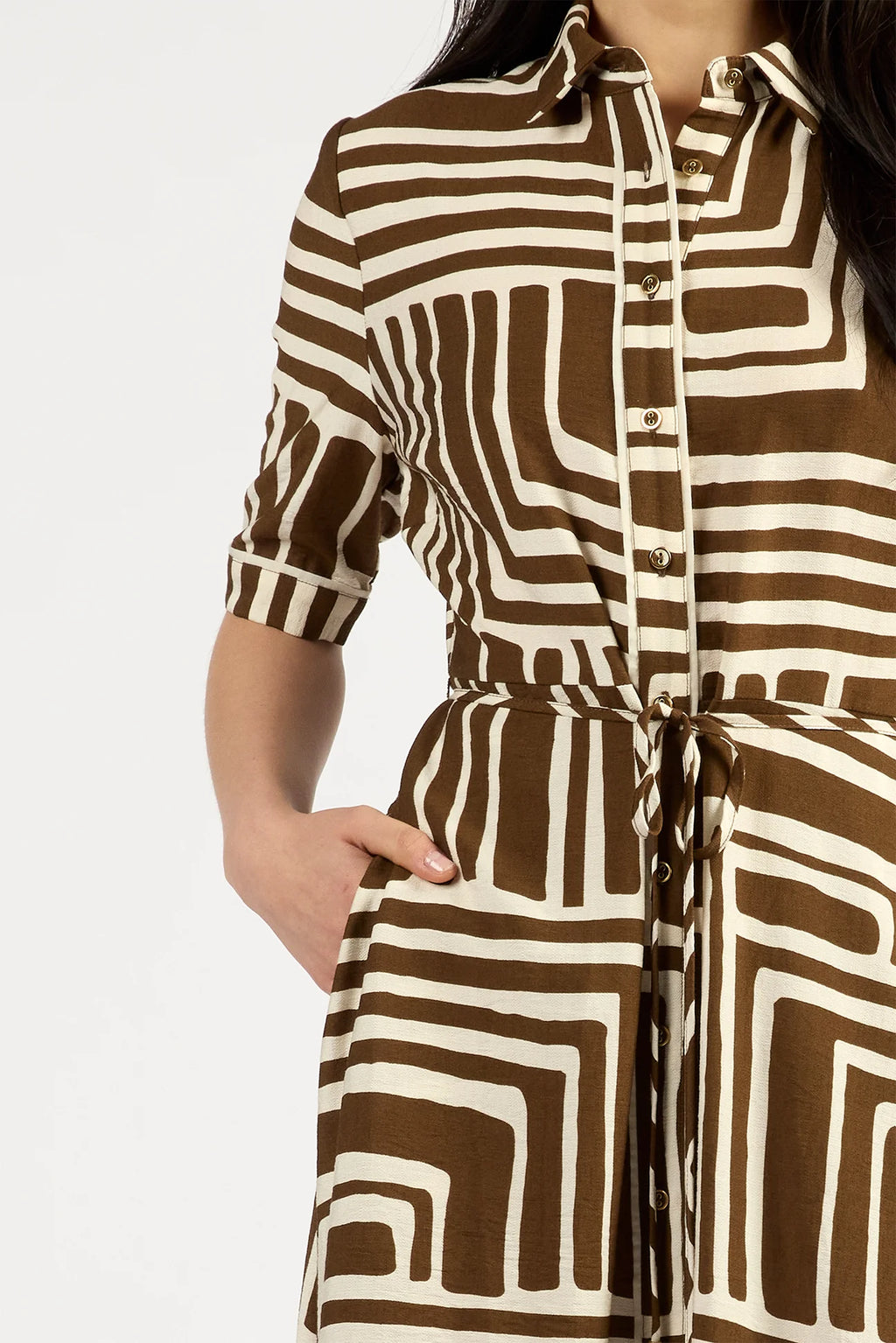 Nicola Dress-Choc Geo