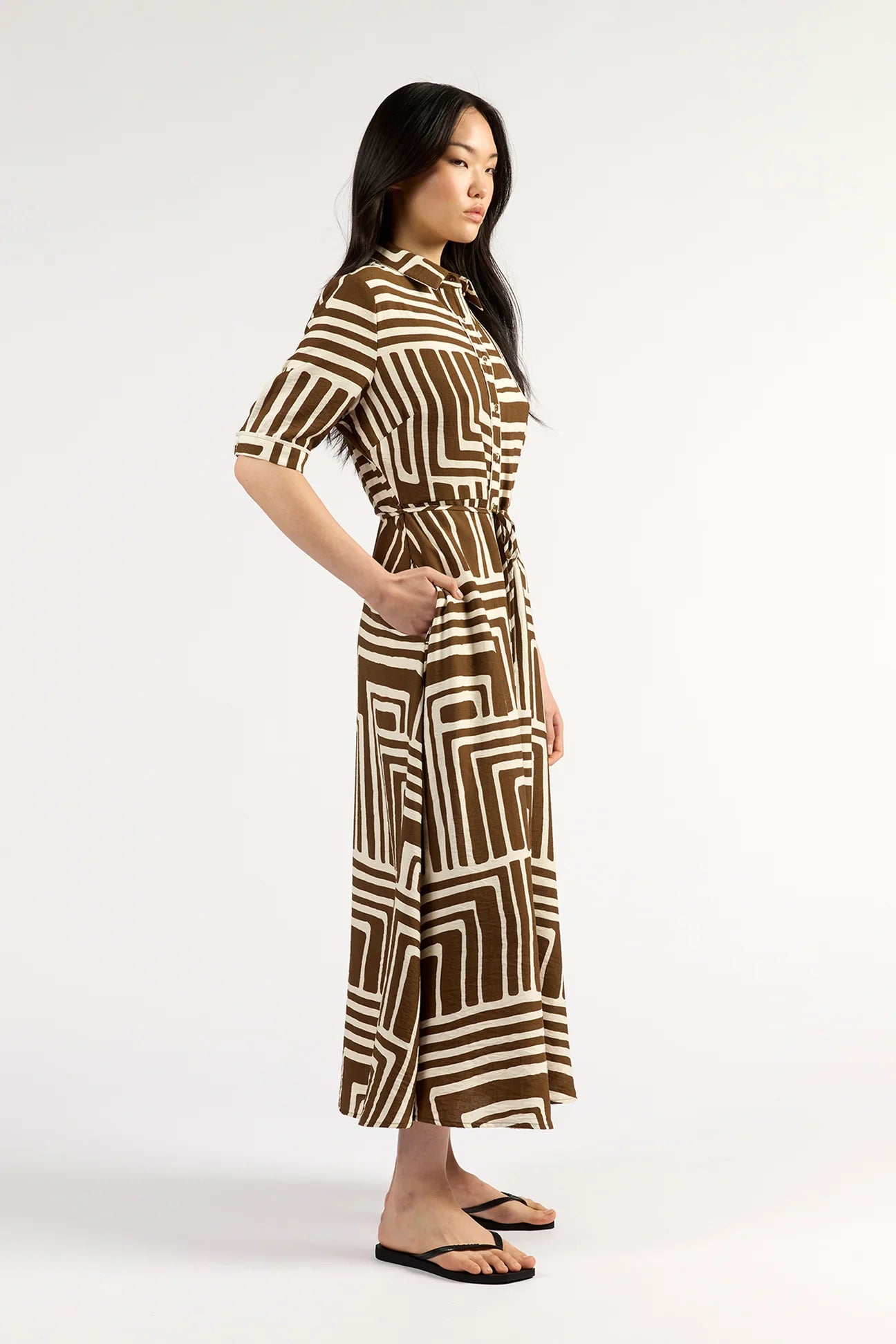 Nicola Dress-Choc Geo