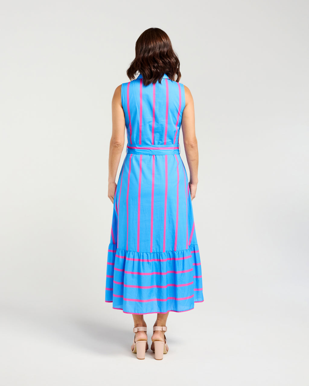 Peyton Dress-Blue/Pink Stripe
