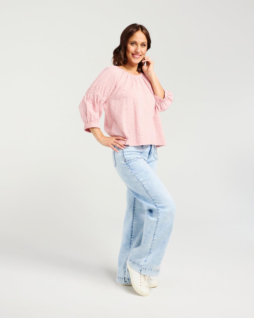Caitlin Top-Pink Stripe