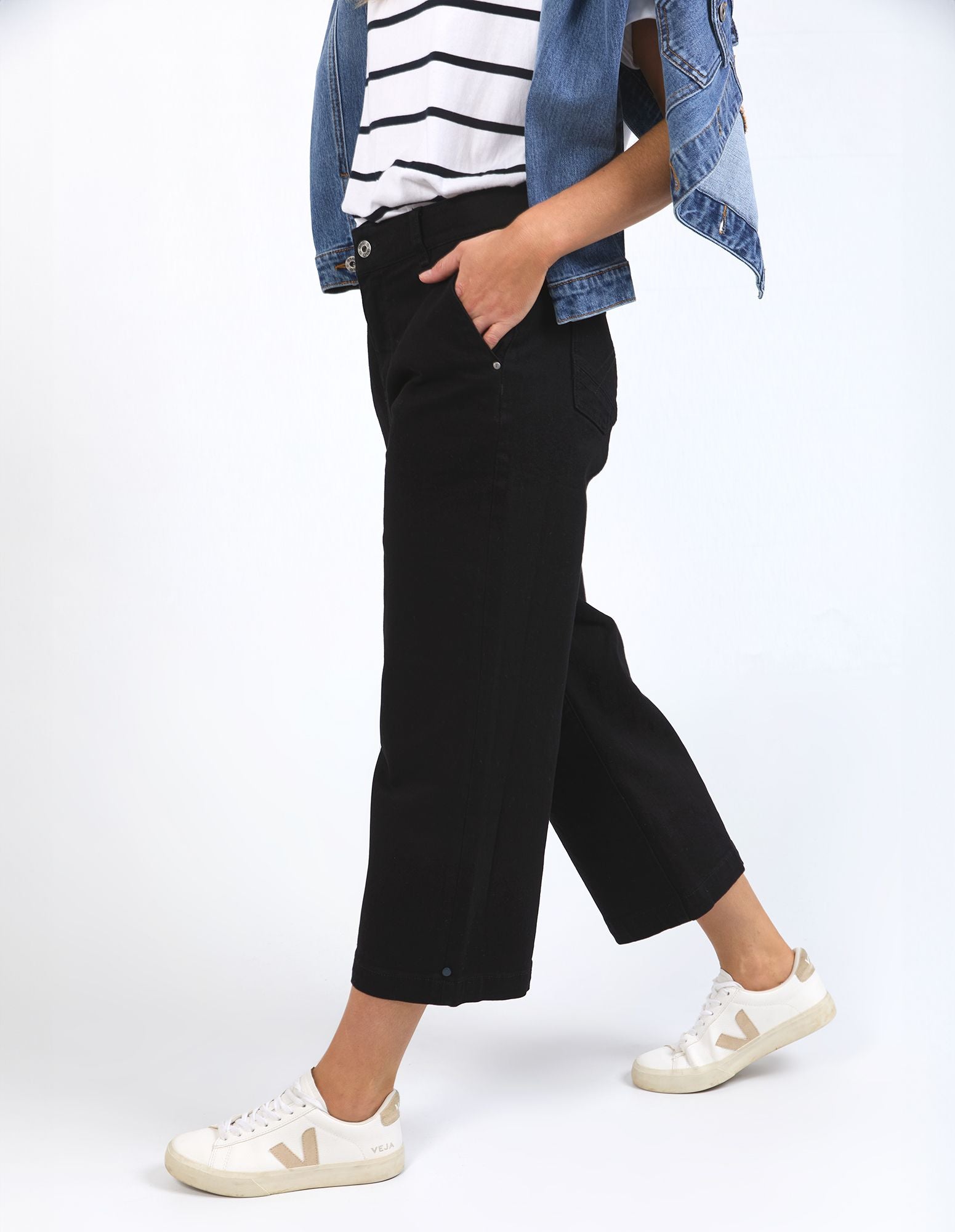 Sidney Cropped Wide Leg Jean (Black)