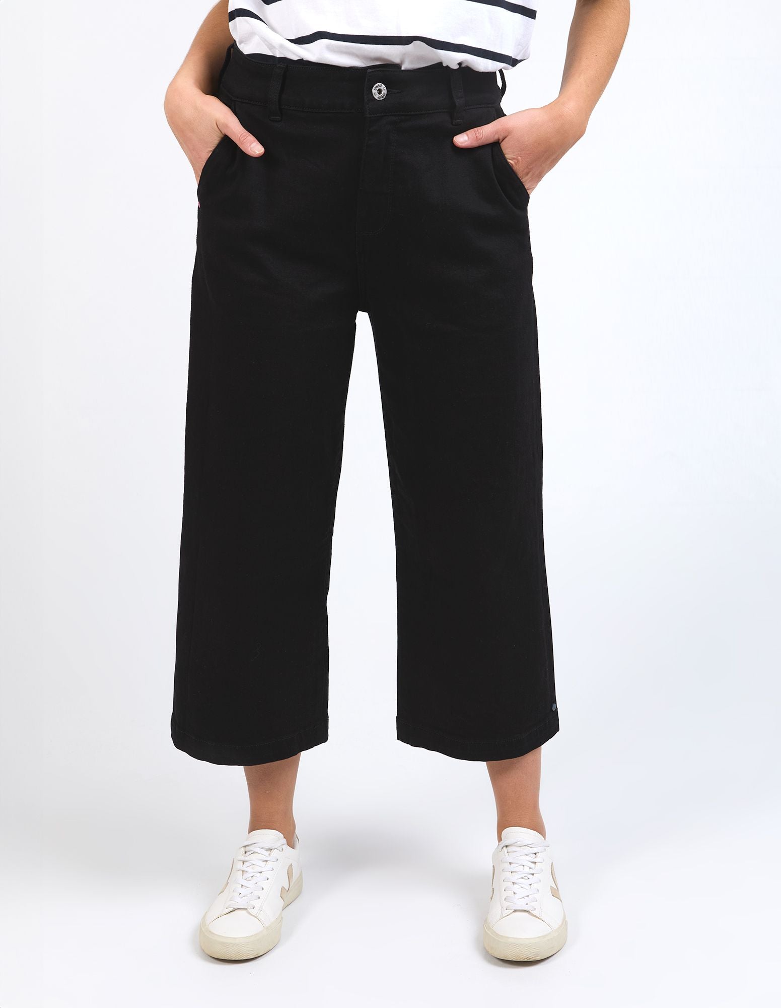 Sidney Cropped Wide Leg Jean (Black)