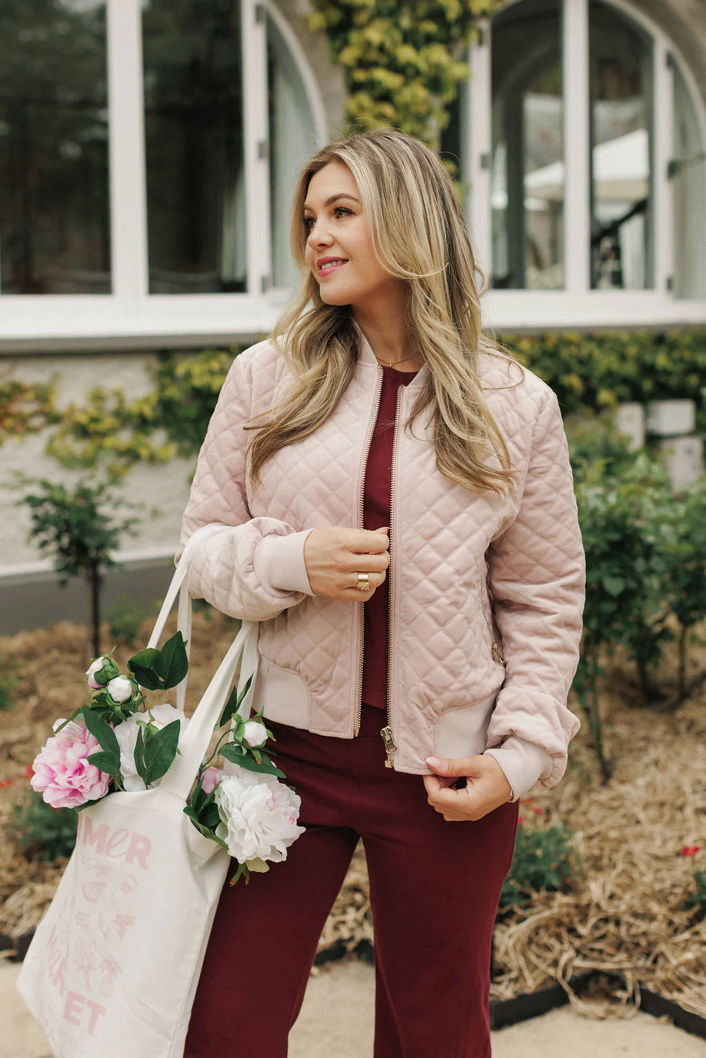 Wyld Bomber- Quilted Rose