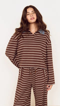 Vesper Polo Top (Chocolate Stripe)
