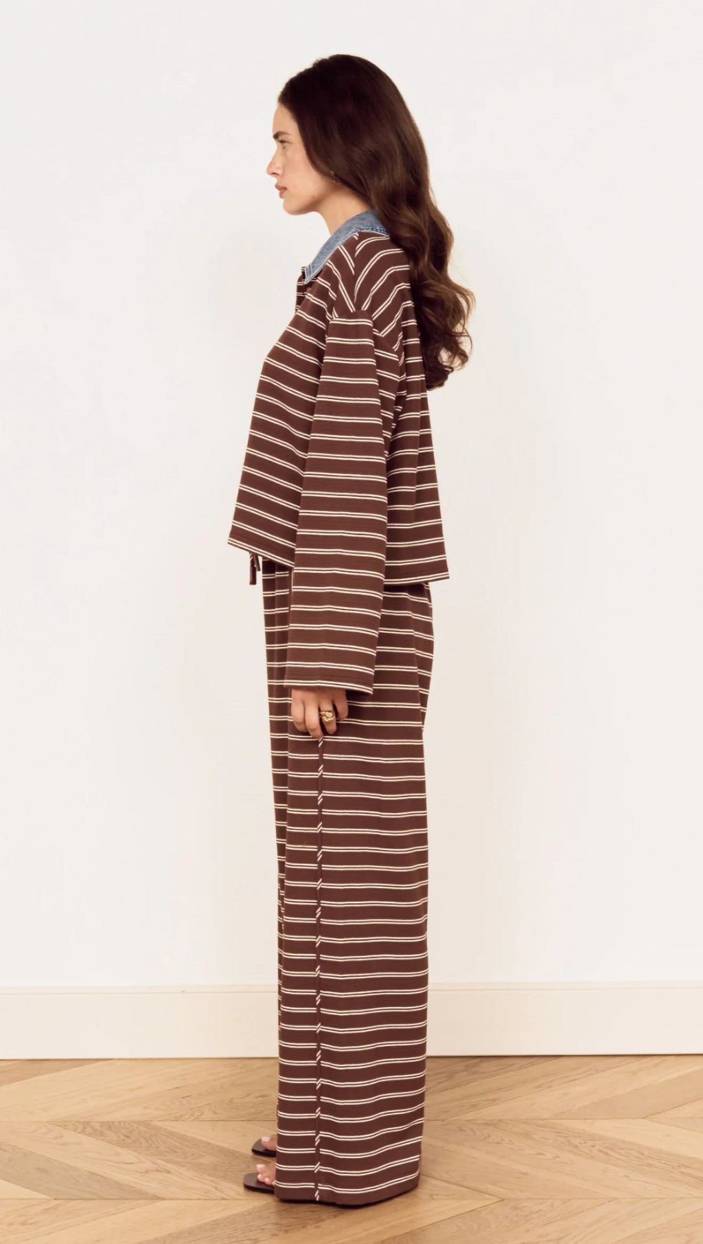 Vesper Polo Top (Chocolate Stripe)